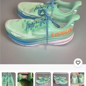 Hoka Athletic Shoes in Mint Green and Blue